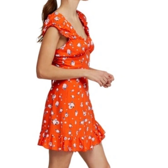 Free People Like A Lady Printed Mini Dress In Orange size XS - Picture 4 of 12